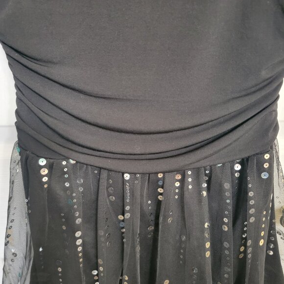 Amys Closet Fancy Party Dress Sequins Netting Attached Jacket Black Size 10 - Picture 14 of 15